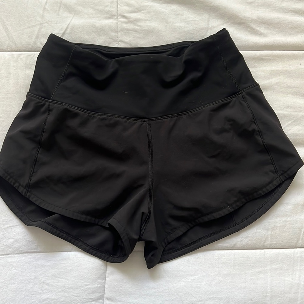 Black lululemon speed up shorts. Size 2.   2.5 inseem , barely worn